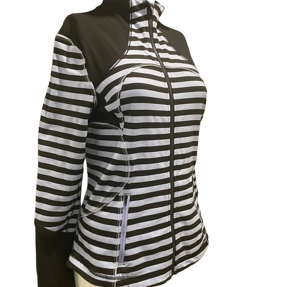 Lululemon Womens Forme Jacket Size 8 Black Lilac Striped Sea Stripe Polar Haze - Picture 4 of 10